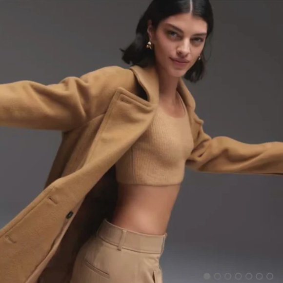 NWT Everlane The Cozy Stretch Tank Camel Tan cropped wool blend top M - Picture 3 of 8